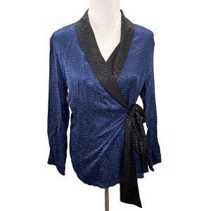 Victorias Secret Kimono Robe Loungewear size XS/S Blue Black Animal Embossed